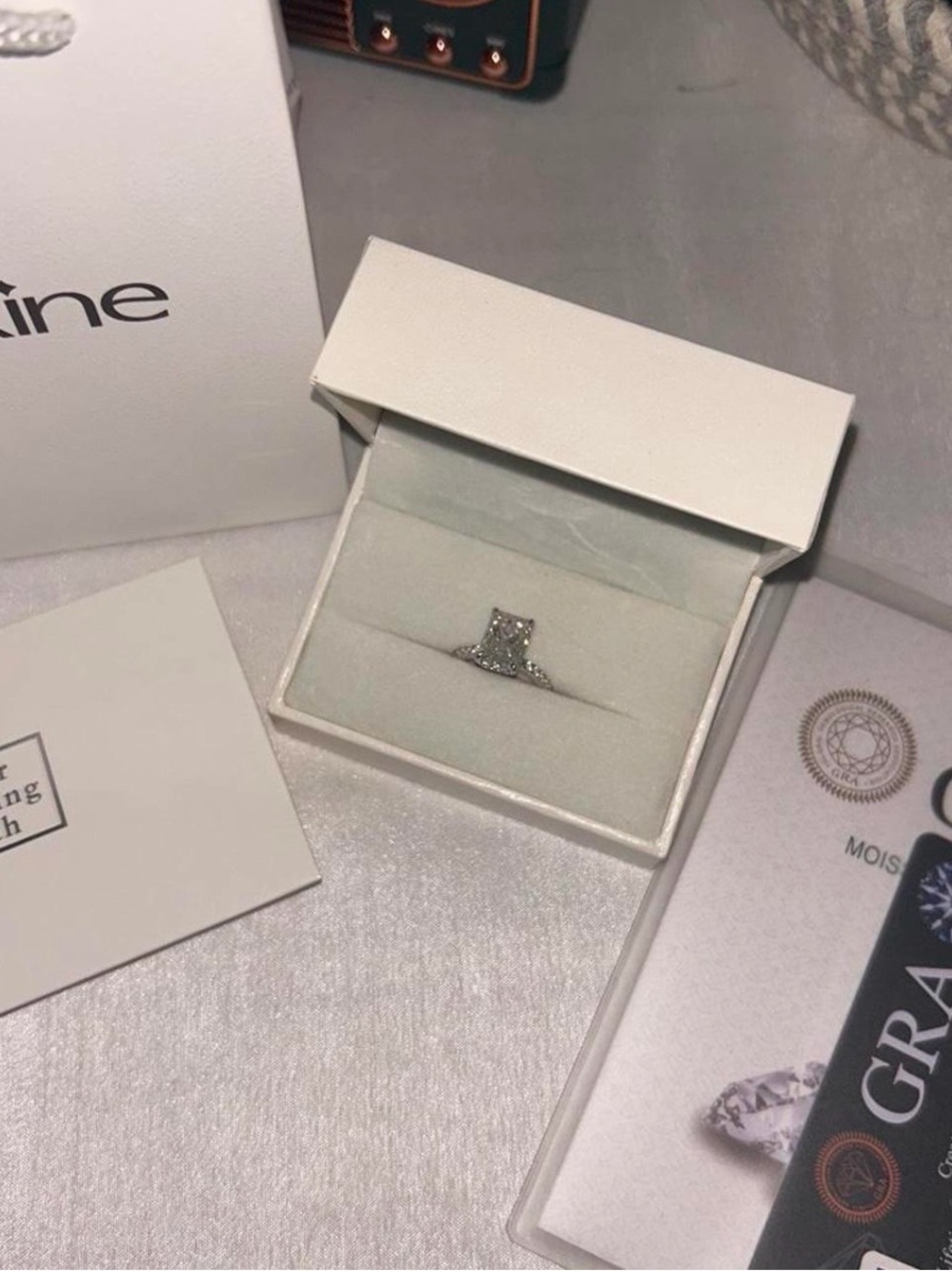 Diamond Halo Engagement Ring in Silver - White
